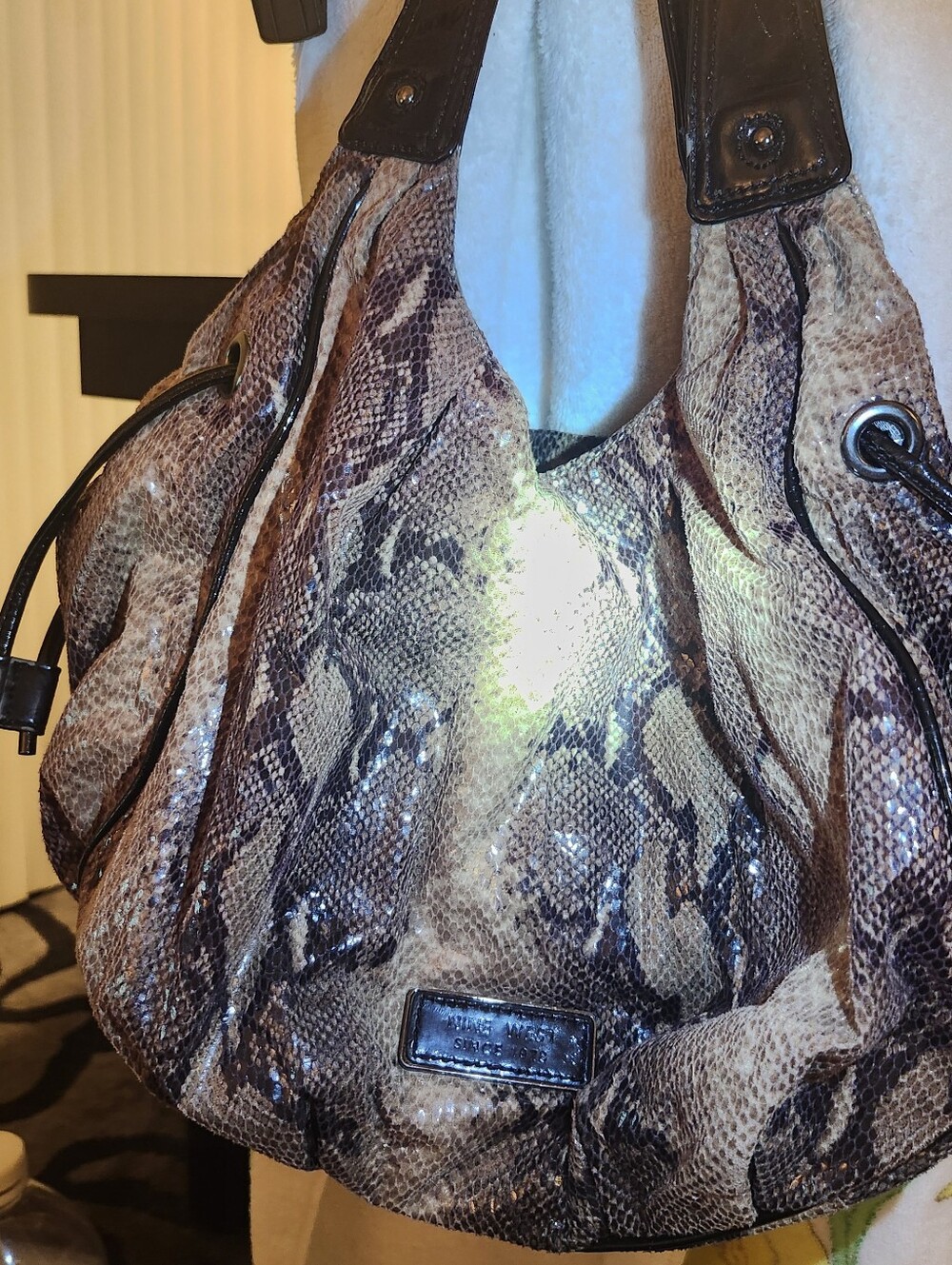 Nine West Snake-Print Hobo Bag - Brown Beige